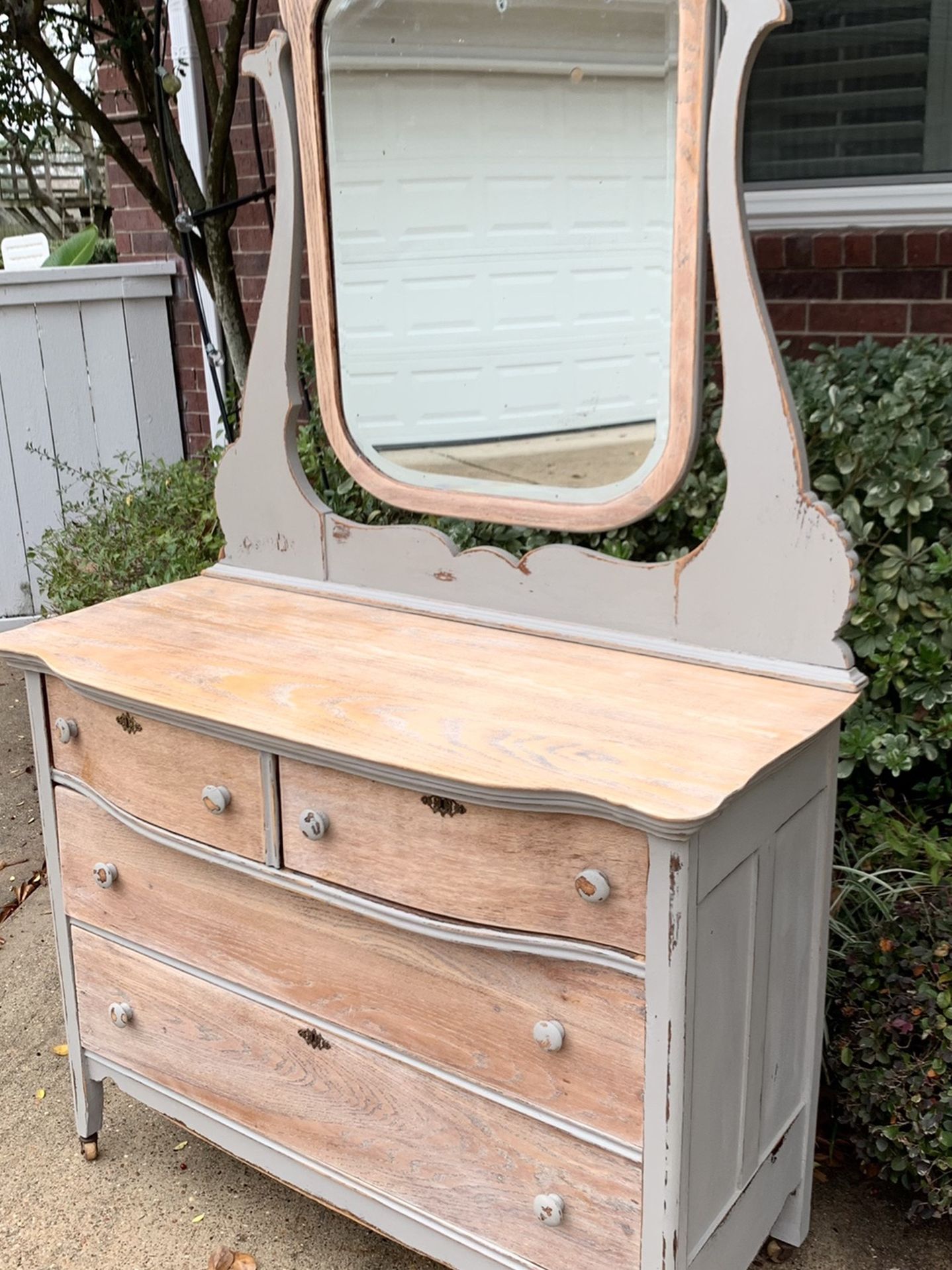 Refinished Antique Dresser With Mirror