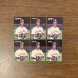 LOT OF 6 KEN GRIFFEY JR 1989 MOTHER’S COOKIES ROOKIE BASEBALL CARDS # 2 SEATTLE MARINERS “THE KID”