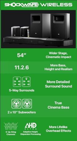 Nakamichi Shockwafe Wireless 11.2.6 Ch Soundbar w Dolby Atmos