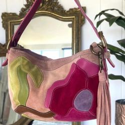 Super Rare Coach 2004 Special Edition Hamilton Hobo Poppies for Peace Suede & Leather bag