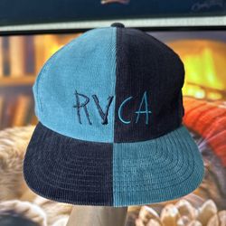 Unique Vintage RVCA Two-Tone Corduroy Hat Cap Teal Dark Blue OSFA