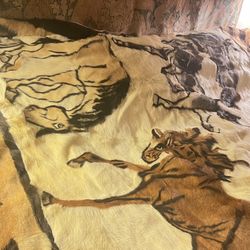 Handmade Real Fur Eight Horses Rug Wide: 77“ - Long 82”