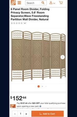 6 Panel Room Divider, Folding Privacy Screen, 5.6' Room Separator,Wave Freestanding Partition Wall Divider, Natural