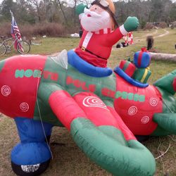 Santa On Airplane Inflatable 8' Long