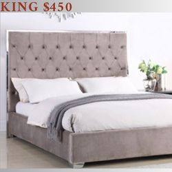 Grey King Size Bed - Contemporary Style Beds