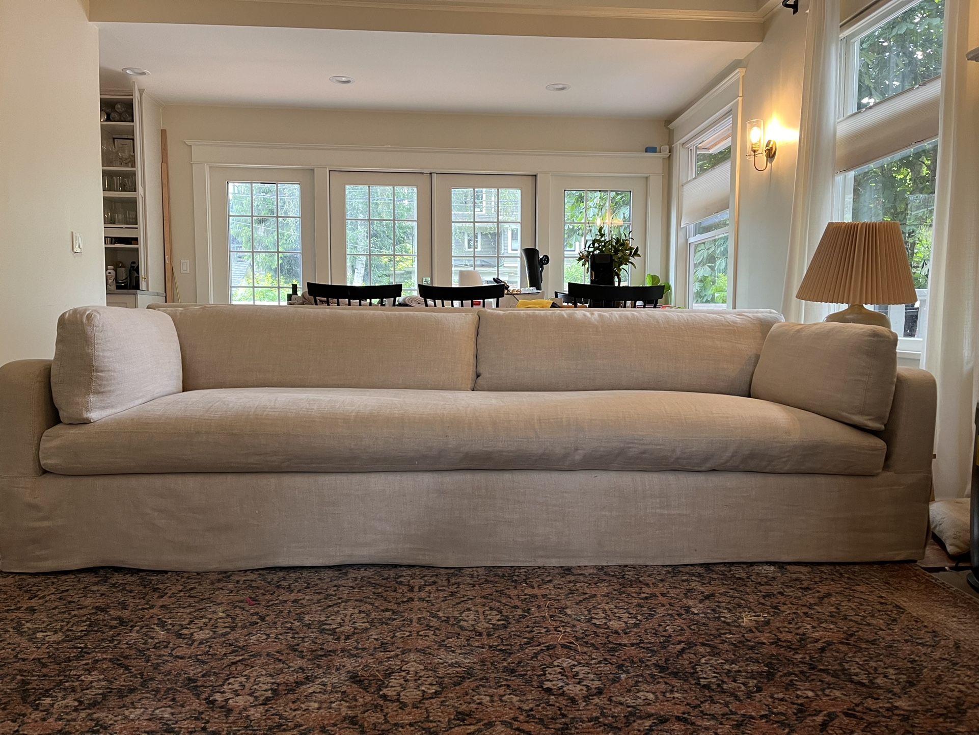 Restoration Hardware Slipcovered Belgian Slope Arm Sofa