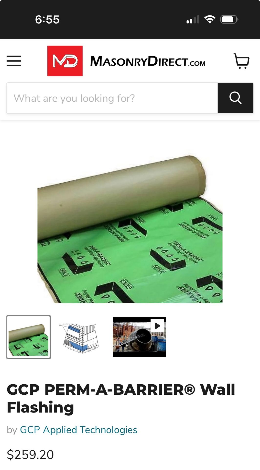 perm a barrier wall flashing 24”x75’. GCP Grace