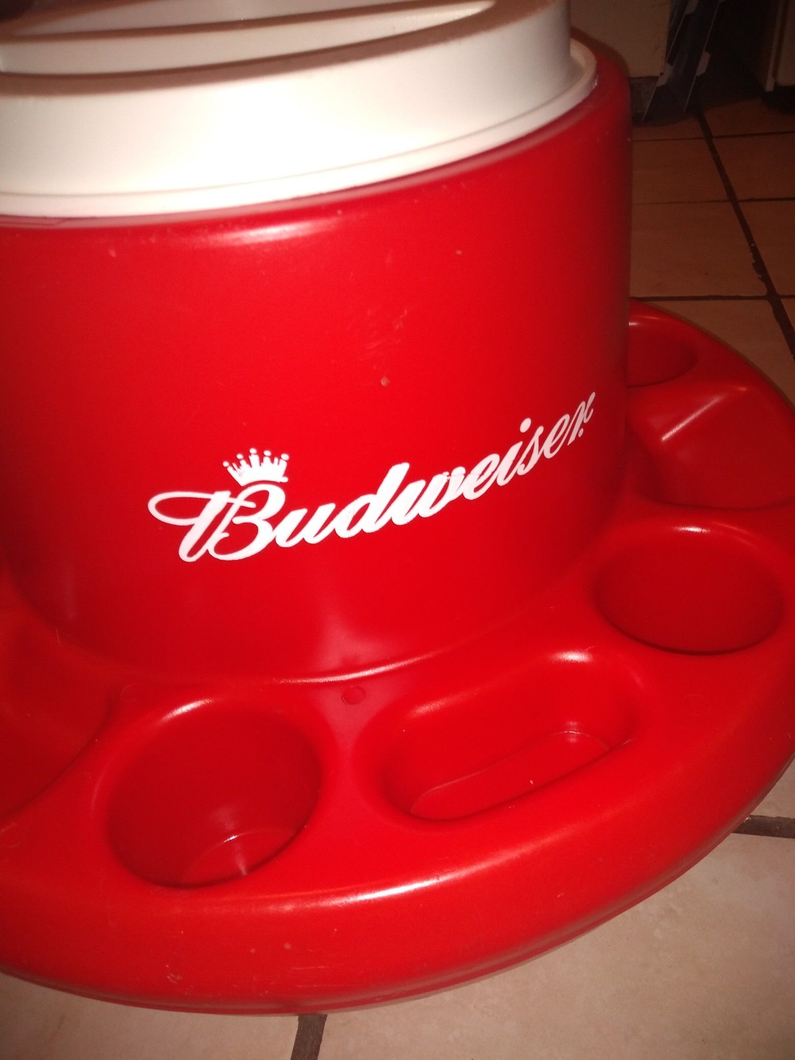 Budweiser pool/lake cooler with cup holders