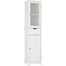 HOMECHO Bathroom Storage Cabinet with 3 Tier Shelf Drawer GlassÂ Door, Floor Cabinet Free Standing Linen Tower Tall S  