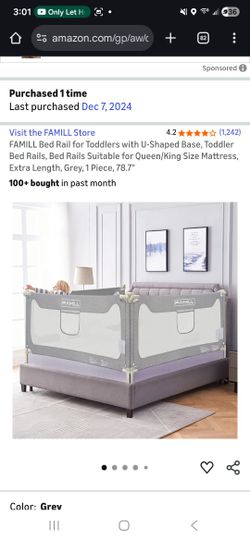 Famill Bed Rail For Toddlers 78.7". 1 Side Only
