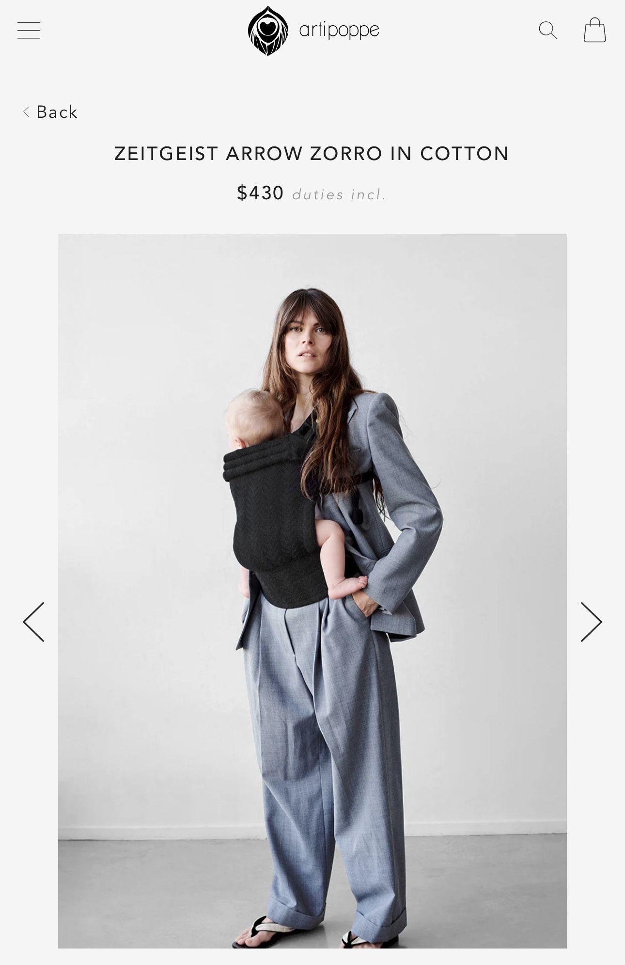 Artipoppe Zeitgeist Arrow Zorro Baby Carrier