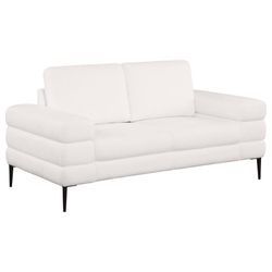 Chenille Upholstered Track Arm Loveseat Ivory On Sale 