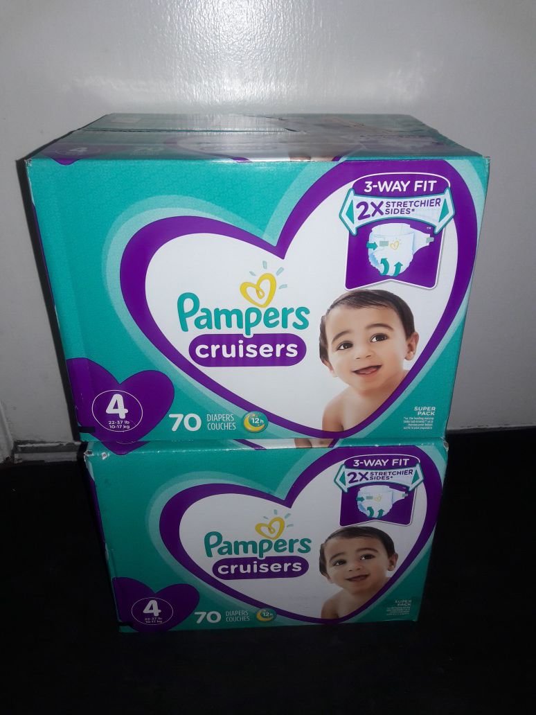 Pampers Cruisers Diapers Size 4 Bundle: 2 boxes (140 diapers) for $44 (Selling both together only)