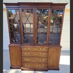 Authentic HENKEL HARRIS Breakfront - Solid Mahogany w/ Lighting - $5,500