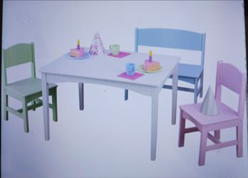 Children Furniture, kidkraft Nantucket, table and 2  chairs and bench