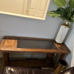 Glass Clear Center Wood Table 