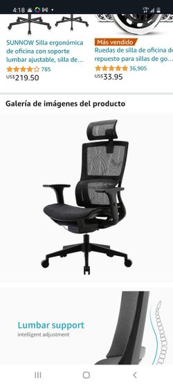 Silla ergonómica de oficina – Silla de escritorio de malla con soporte lumbar y reposabrazos ajustable 3D, silla de computadora de respaldo alto, sill