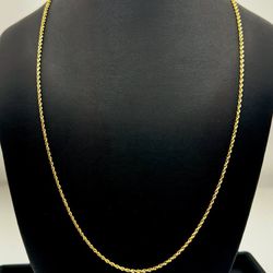 14k solid yellow gold Rope chain Necklace 24,5" 2.3mm 6.7 grams