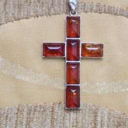 Amber Silver Cross
