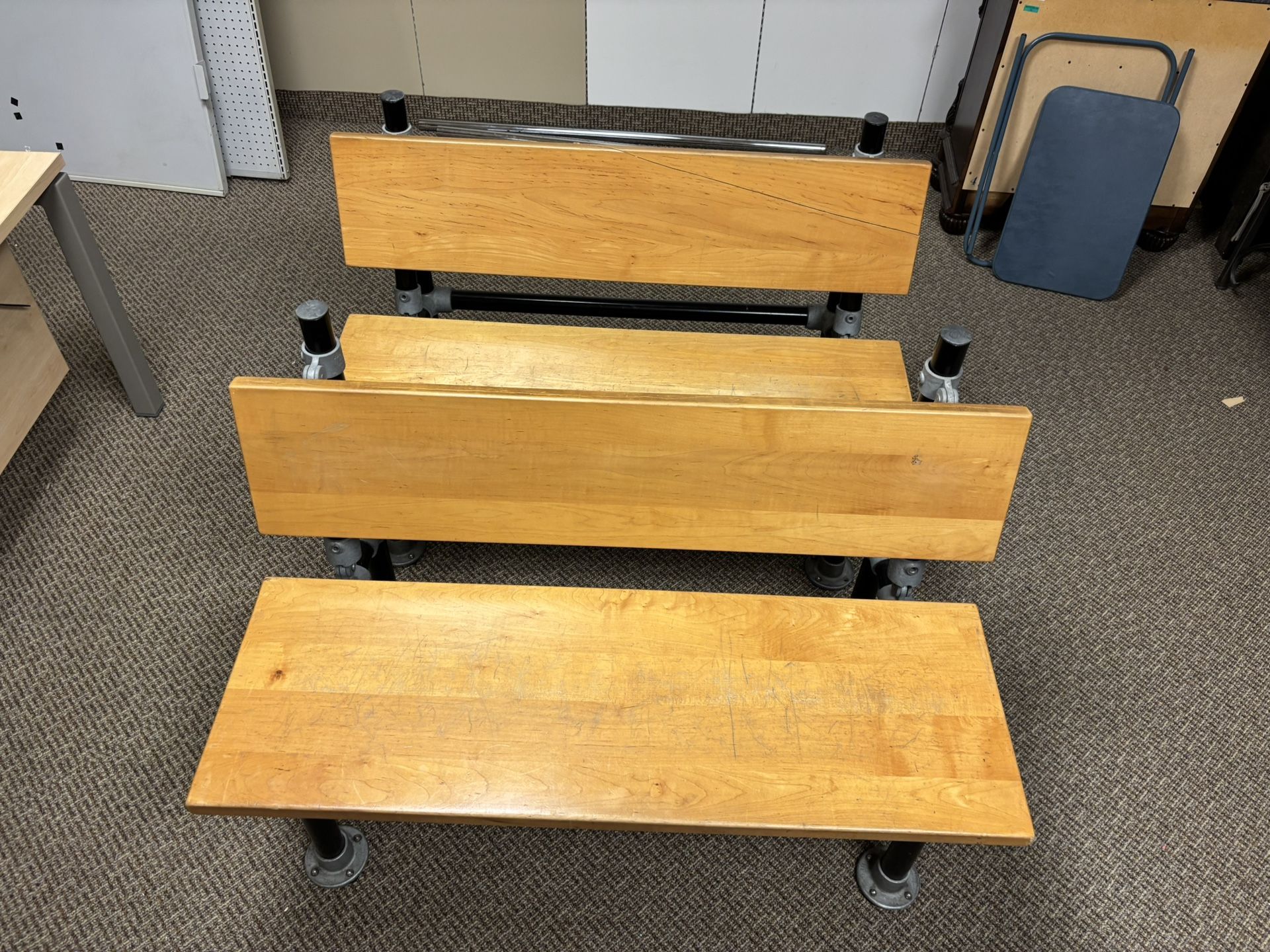 Solid Wood Industrial Benches – Set of 2 