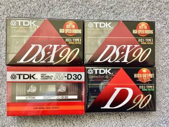 4 NEW (Old Stock) TDK Cassette Tapes D90, DS-X90, AV-D30 Sealed