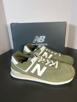 New Balance 574 Men’s Size 11 Green White Olive Suede Sneakers U574GCI New