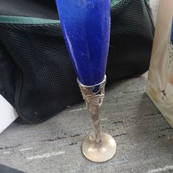 Set Of 2 Cobalt Blue Champagne Flutes In Original Box.
