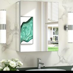 TokeShimi 16x20" Frameless Bathroom Medicine Cabinet With Mirror
