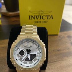 Brand New Invicta Activa Dual Time Gold Tone Watch