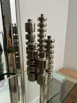 4 Chrome Candlestick Decor 