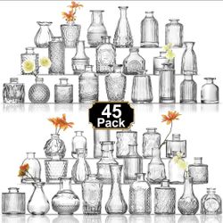 Arme Vase Set Of 45, Clear Bud Vases In Bulk, Mini Glass Vases For Flower, Small Flower Vases For Centerpieces, Vases For Decor, Home Wedding Table Dé