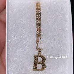 Gold Chain And B Pendent 