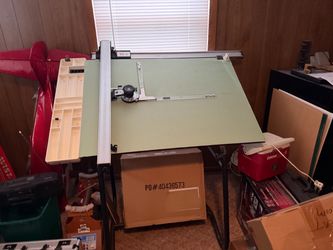 Drafting Table with Parallel Ruler and Side Tray