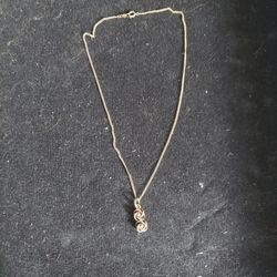 14k Yellow Gold Knot Diamond Chip Necklace And Pendant