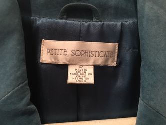 Petite Sophisticate Teal/Blue Suede Leather Jacket/Blazer