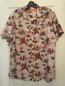 Negative space men’s large button up cowboy shirt