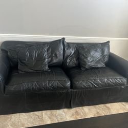 Ethan Allen black leather Couch 