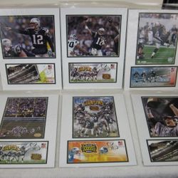 6 New England Patriots Super Bowl XXXVIII & Misc. Matted Prints


