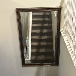 Large Framed Wall Mirror – Classic Brown Frame