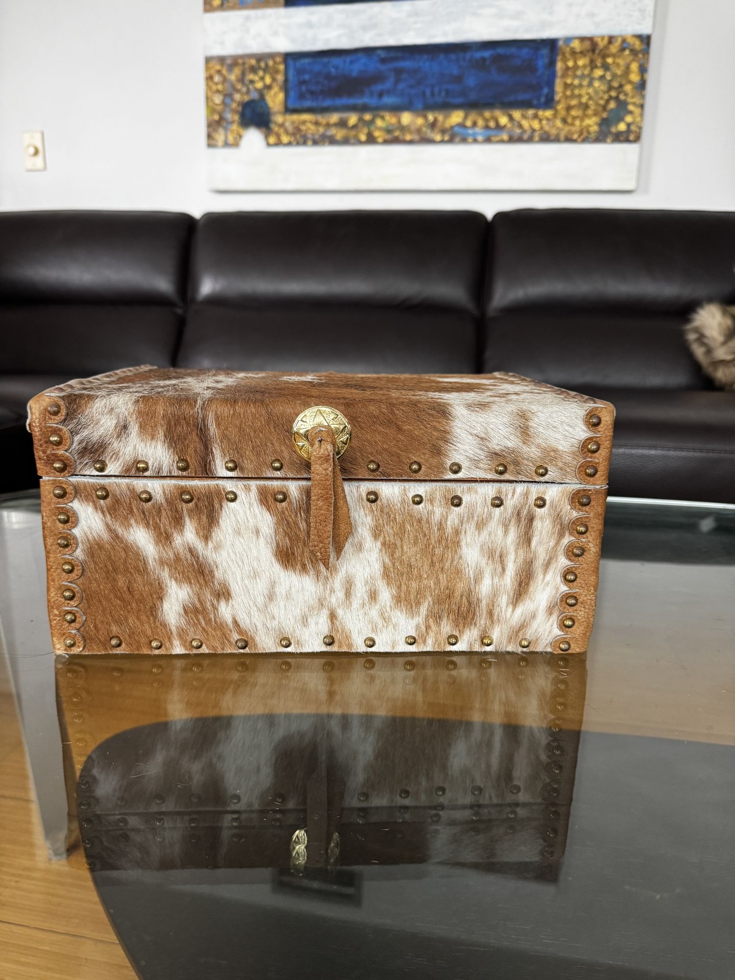 Cowhide Box For Documents Jewelry Or A Decorative Box
