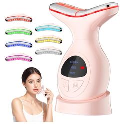 Face Neck Massager, Face Massager Tool with 7 Colors, Facial Massager with Thermals, Vibration, Face Sculpting Tool for Skin Care at Home