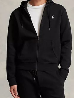 Men’s Polo Full Zip Hoodie - Black