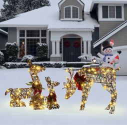 Set of 3 Deer Family Lighted Holiday Decoration ,HD1798