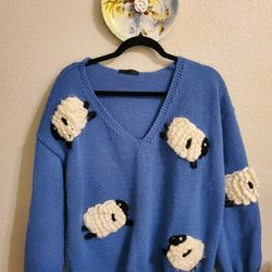 Blue V-neck sweater by SheIn is a stylish and cozy addition to any casual wardrobe