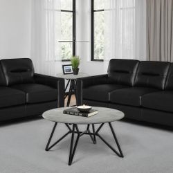 💝 Scotland 2-piece Faux Leather Upholstered Sofa Set Black, New in the Box.