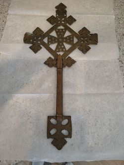 Vintage Brass Ethiopian Processional Cross