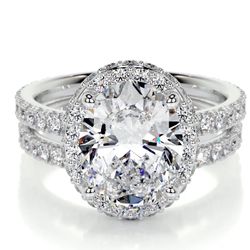 3 Carat Oval Halo Wedding Set