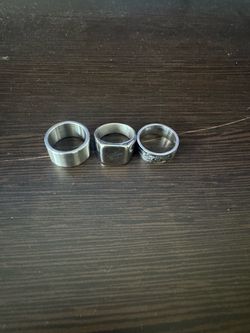 Set of 3 Silver Stainless Steel Rings