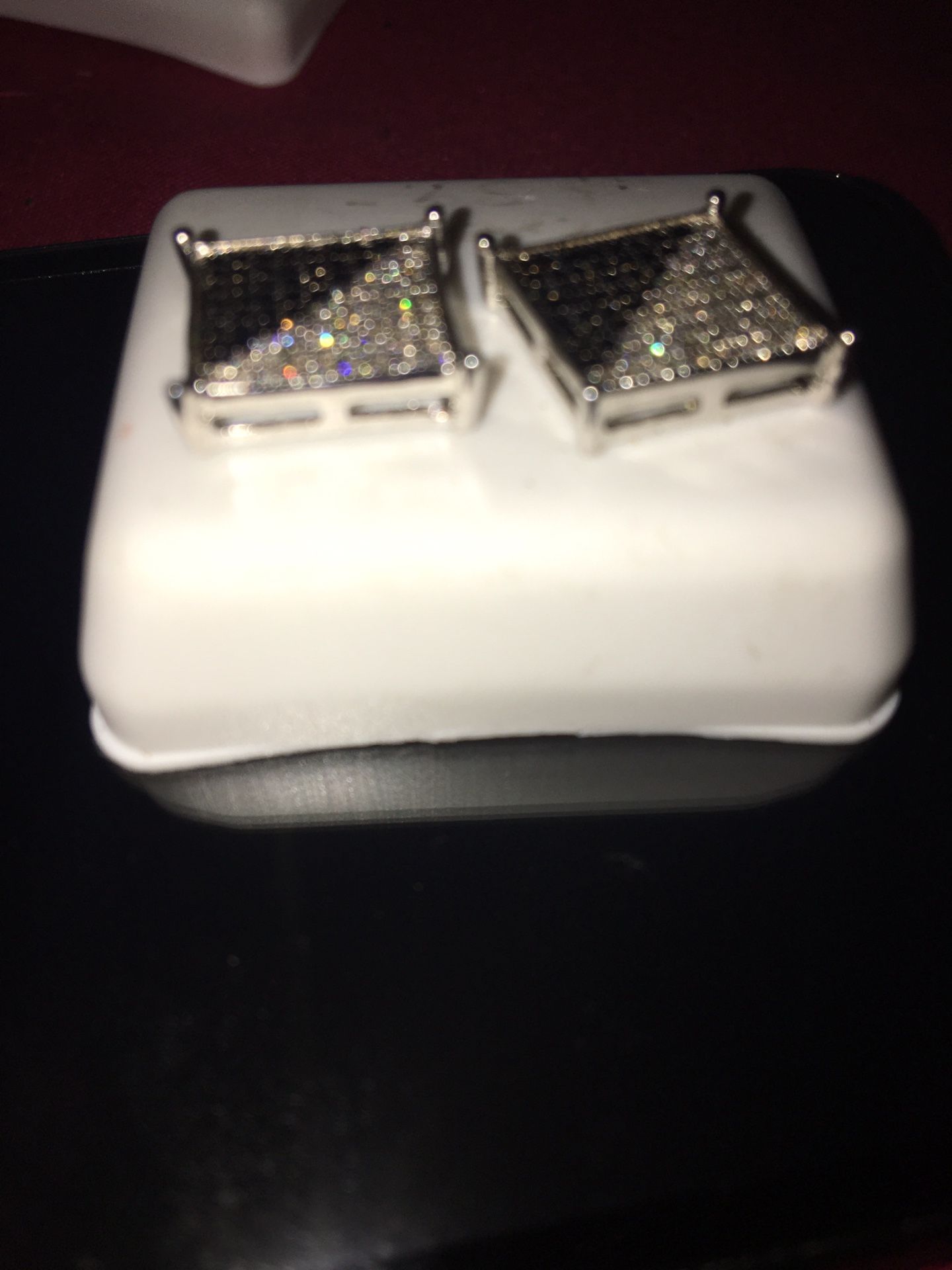 Real 14k White Gold Diamond 1/3 Ct Men Studs Earrings