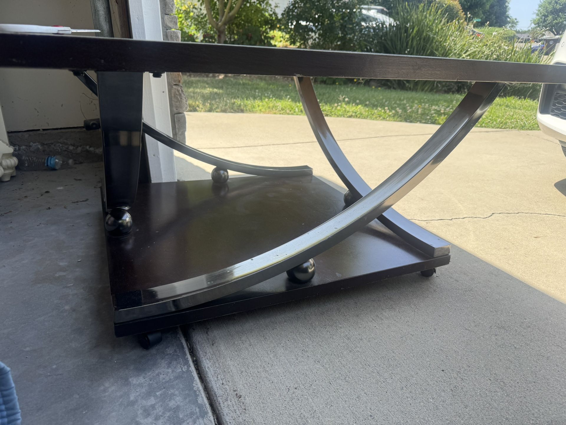Brown Coffee Table Glass Top